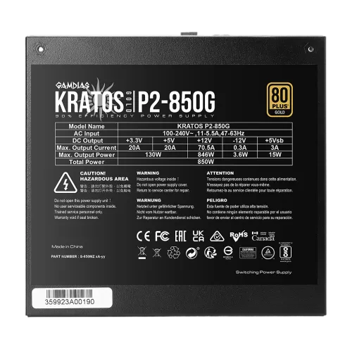 Thermaltake Toughpower GF A3 850W 80 Plus Gold Fully Modular Power Supply